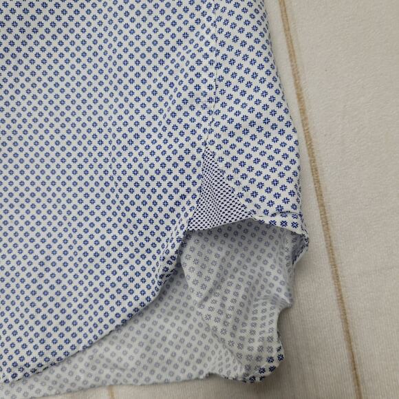 Ted Baker blue white allover print long sleeve button down shirt - Picture 3 of 7